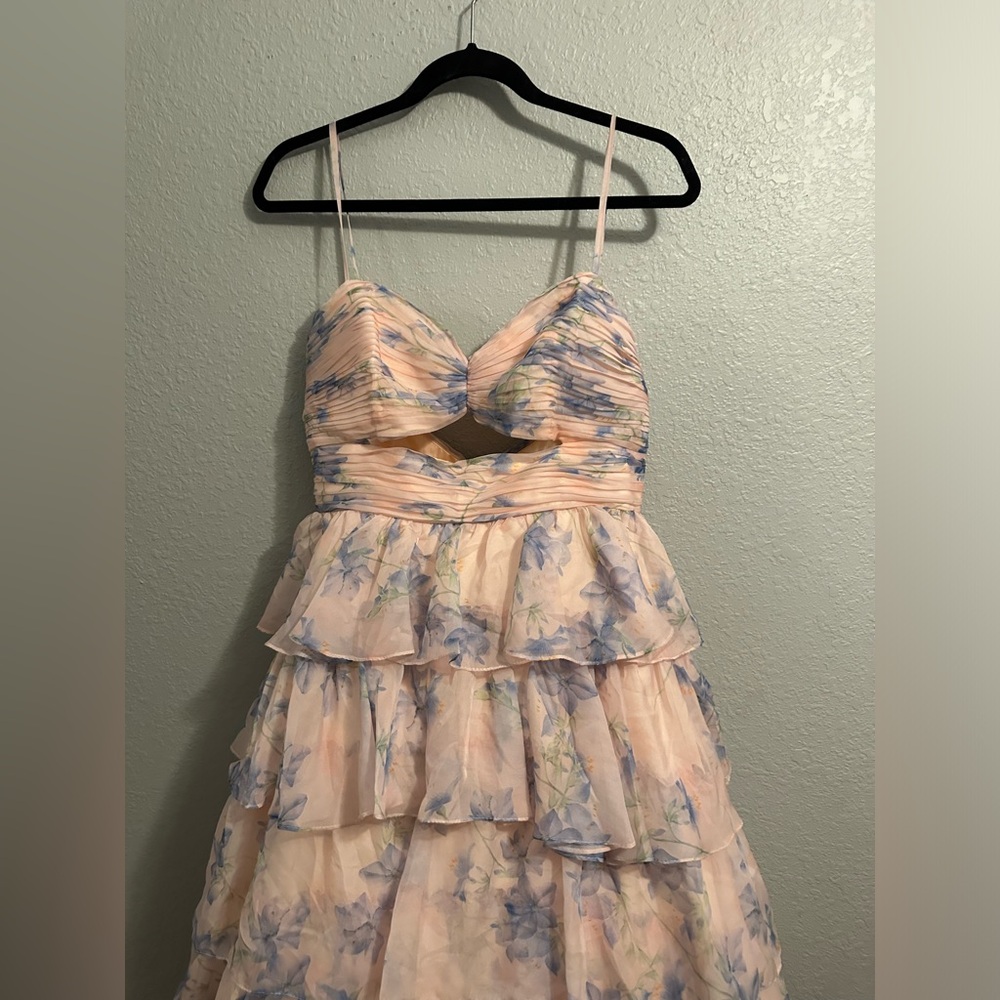 Mac Duggal Leena Floral Chiffon Ballgown